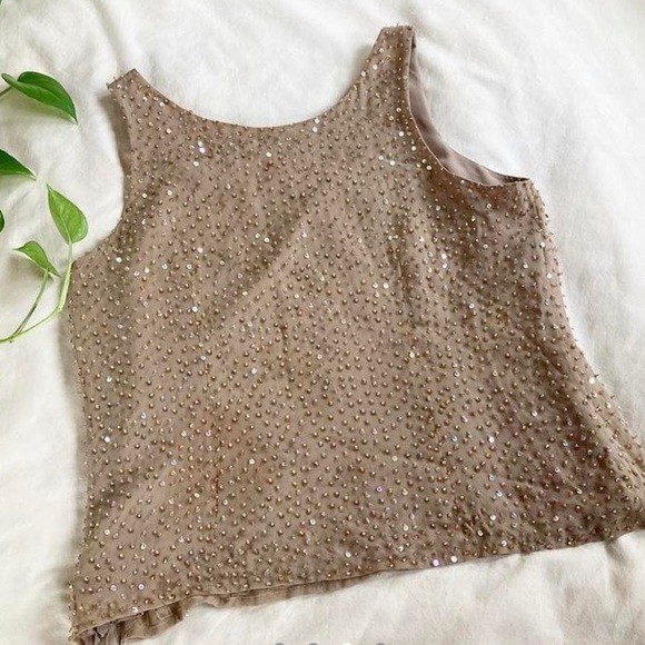 Talbots Y2K silk beaded tank top • size 12 / L petite - Picture 3 of 4